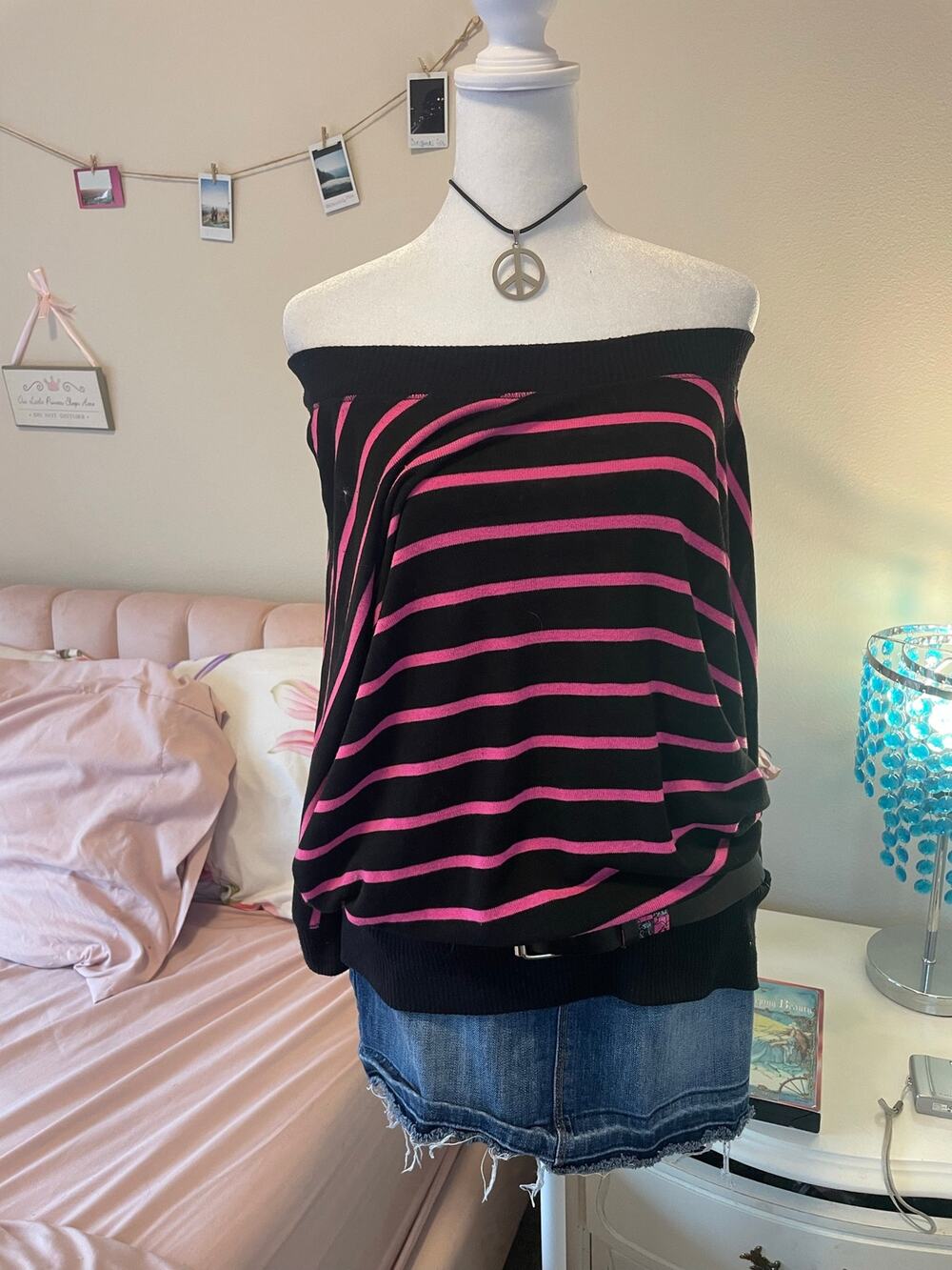 hot pink and black bat wing sweater